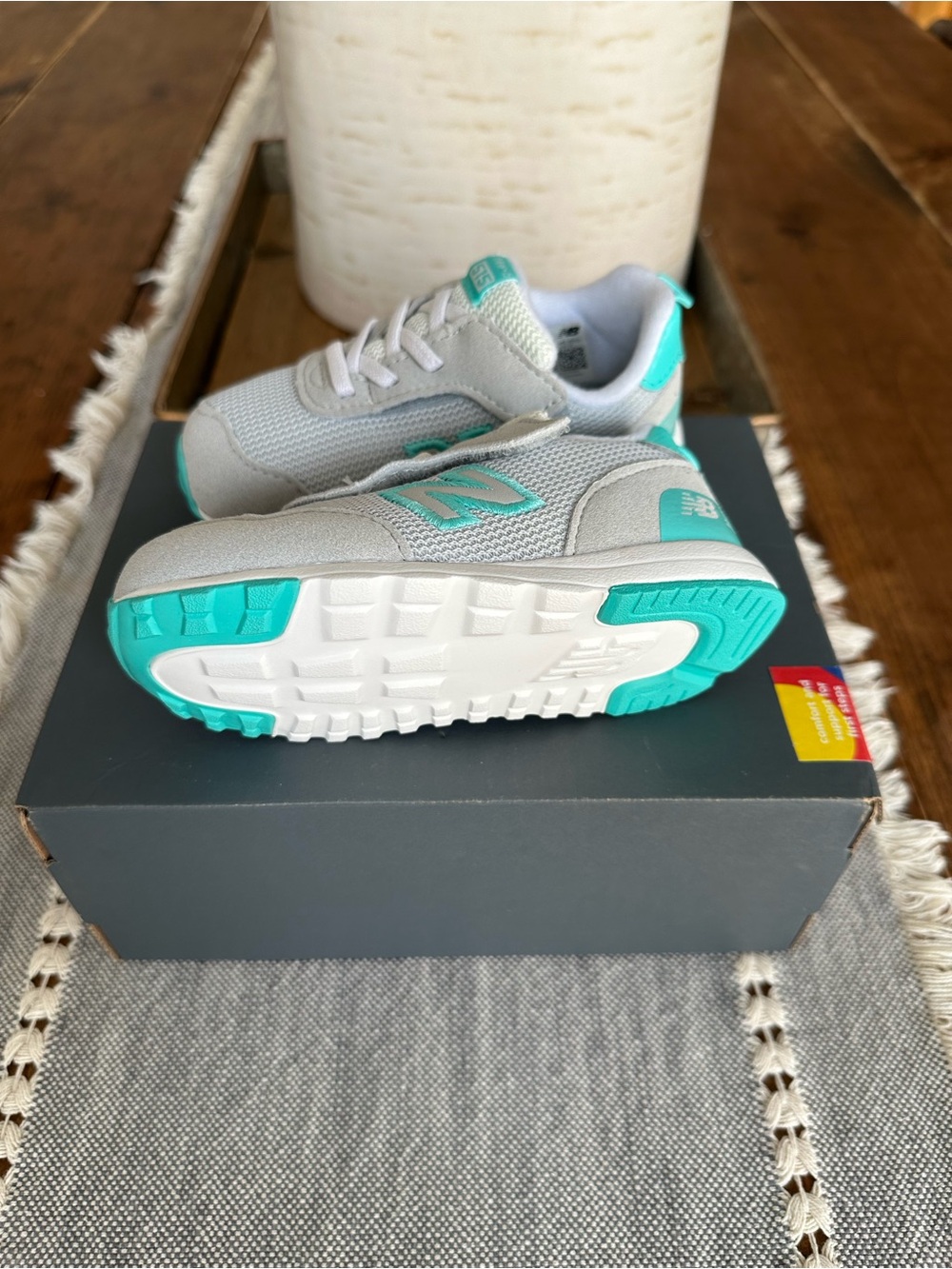 New Balance Kids' 515 Grey & Teal Casual Sneakers - Picture 3 of 7